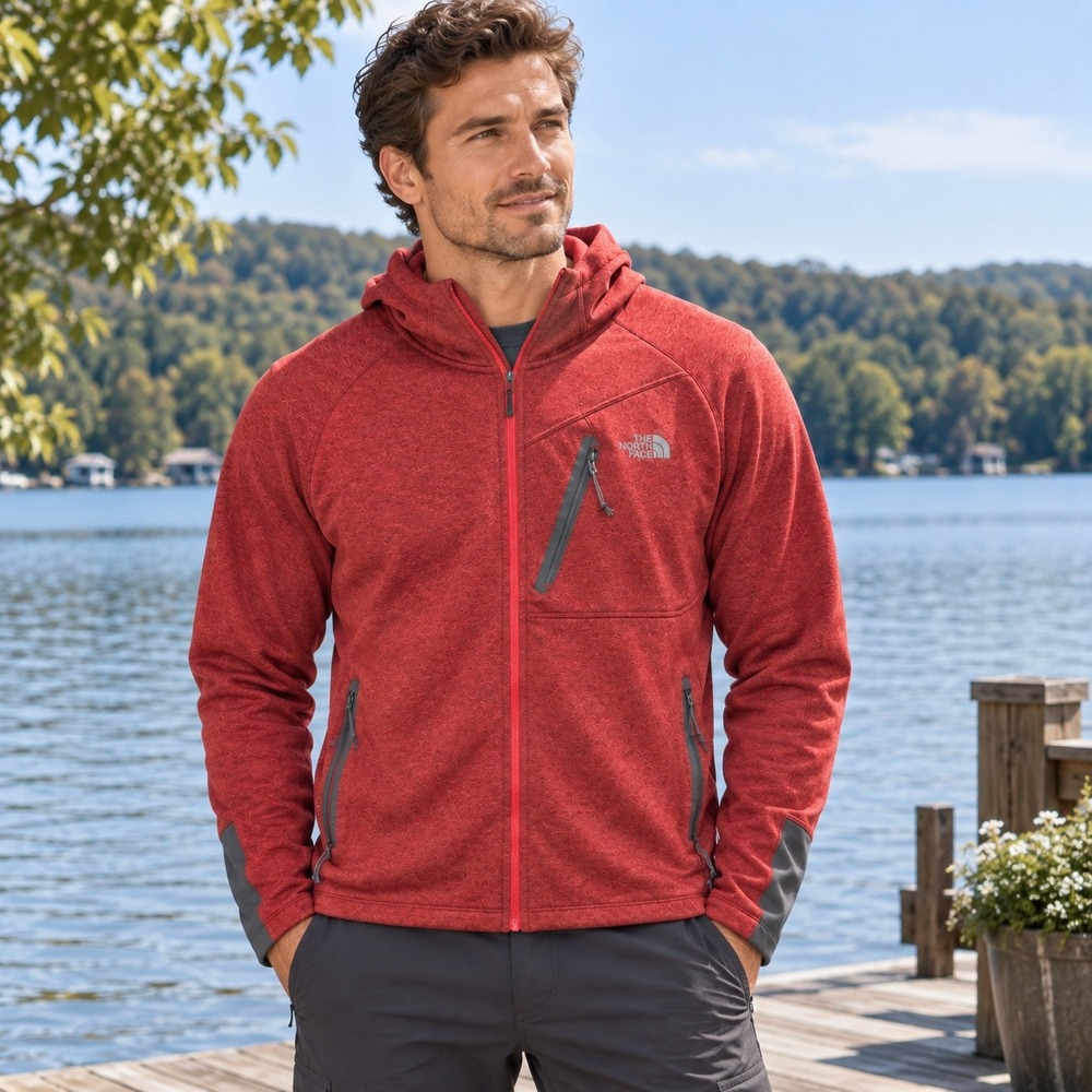 The North Face Canyonland Hoodie Mens Large Red Heather  Full Zip Jacket